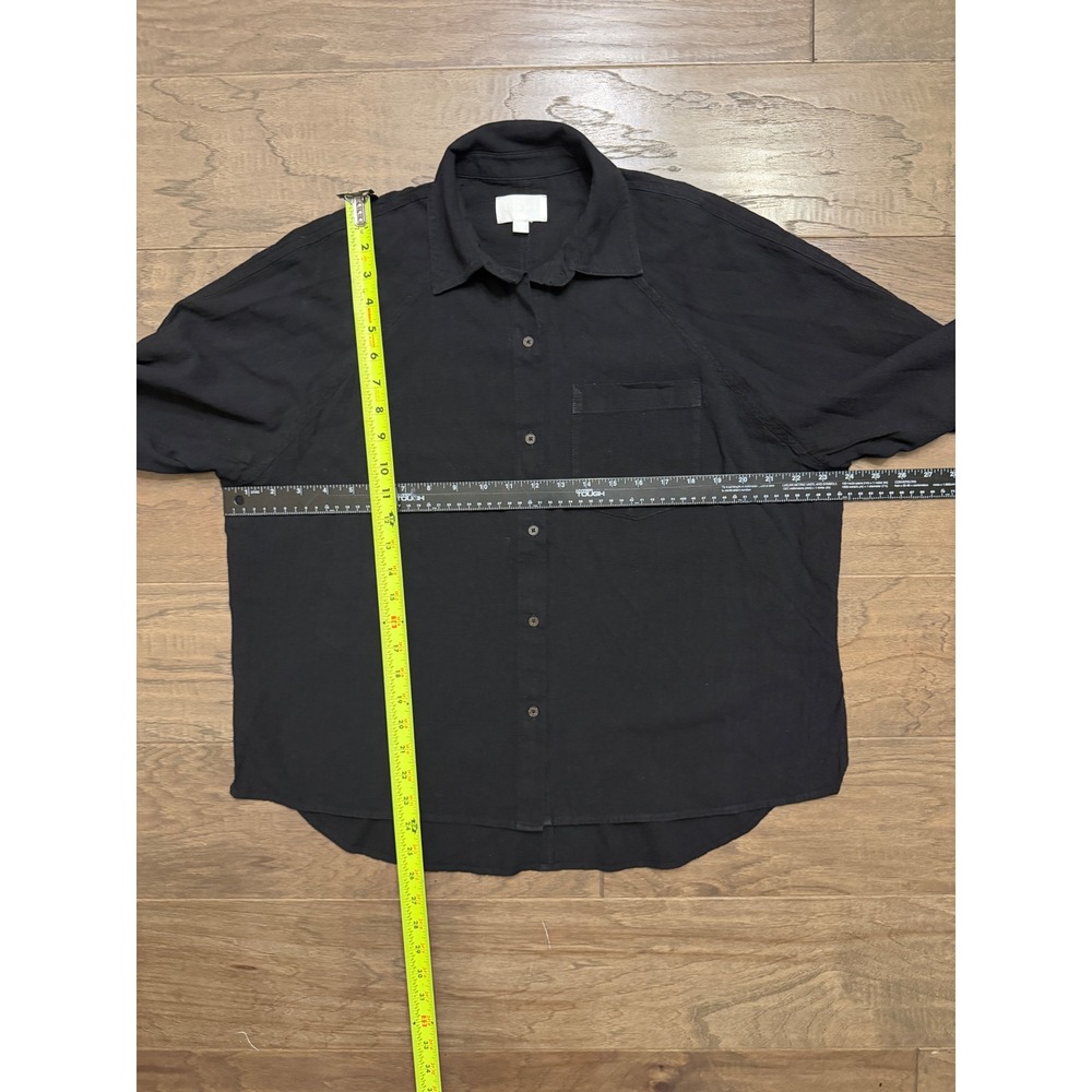 Every Button Down Shirt Womens XS Black Cotton Solid Oversized Relaxed Minimal - Picture 4 of 6